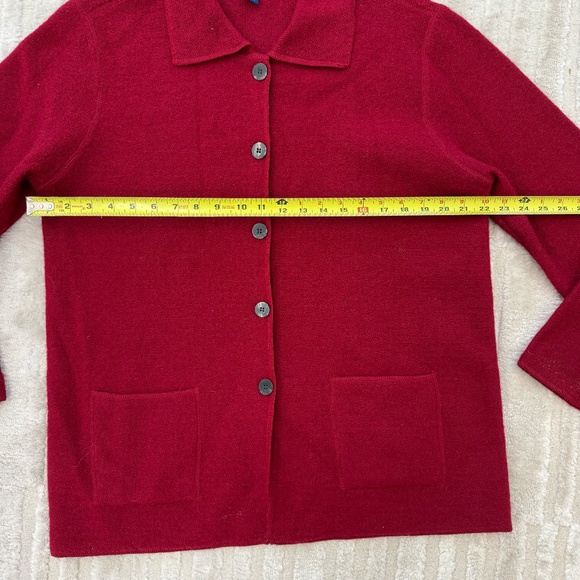 Karen Scott Red Wool Cardigan Sweater Size Large - Picture 3 of 6